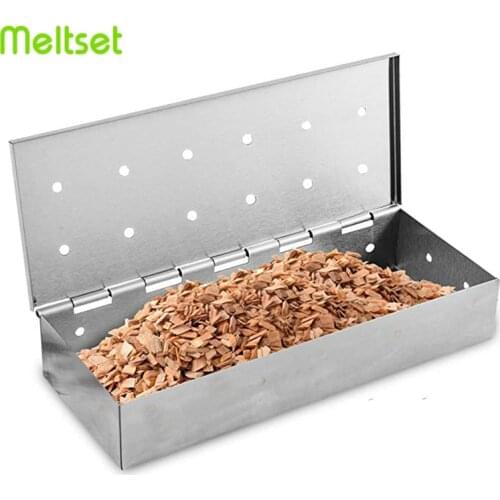 Stainless Steel BBQ Smoker Box Wood Chips Barbecue Smoker Indoor Outdoor Charcoal BBQ Grill Meat Infused Smoke Box BBQ Tools