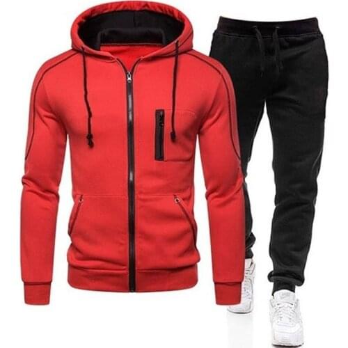 Spring Autumn 2020 Mens Sweat Suit Set Tracksuit Men Outfit Full Sleeve Tops with Hood Outdoor Sport Wear Mens Hooded Suit