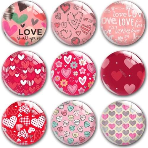 Handmade Valentines Day Hearts Love Bites Round Photo Glass Cabochons Demo Flat Back DIY Jewelry Making Findings Accessory