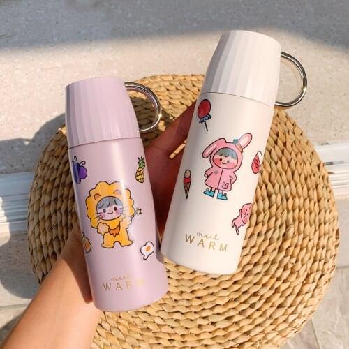 Stainless Steel Water Cup Simple Japanese Students' Thermos Cup with Cover Creative Personality Trend Small and Portable Female