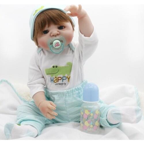 20 Inch 50cm Reborn Silicone Doll Soft Body Cute Boy Blue Eyes Joint-body Rebirth Baby Reality Dolls Toddler Toy Childrens Gift