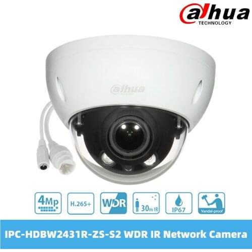 Dahua IPC-HDBW2431R-ZS-S2 4MP Lite IR Vari-Focal Dome Network Camera PoE Power Supply 2.7mm–13.5mm Lens IP67 IK10
