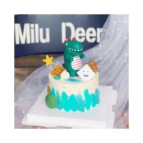 Cute cartoon dinosaur shape hat childrens birthday cake DIY cake dessert card decoration baby shower party decoration supplies