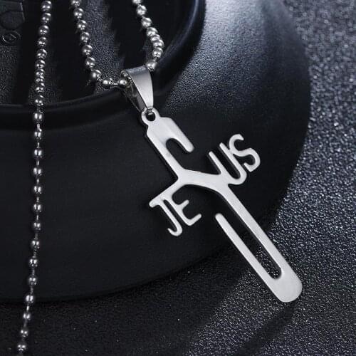 Wall cross JESUS Jesus Stainless Steel Necklace with Bead Chain Wholesale wall crucifix