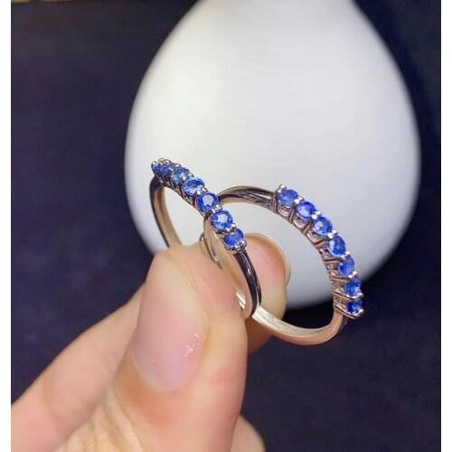 Natural Real Blue Sapphire Small Ring Per Jewelry 925 Sterling Silver 2*2mm Gemstone Fine Jewelry