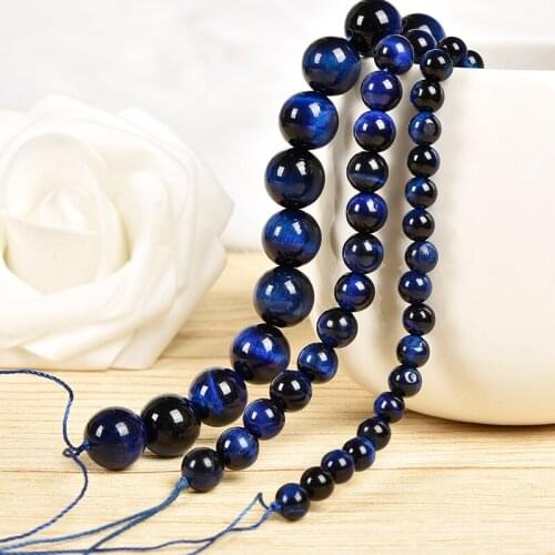 Natural Stone Lapis Lazuli Blue Tiger Eye Agates Round Loose Beads 4/6/8/10/12/14/mm DIY Beads For Jewelry Making Wholesale E10