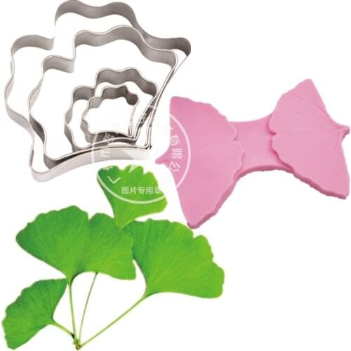 Stainless Steel Ginkgo Biloba Leaf Cutters & Venier Set Slicers Fondant Cake Decorating Tool DIY Sugar Paste Biscuit Cookie Mold