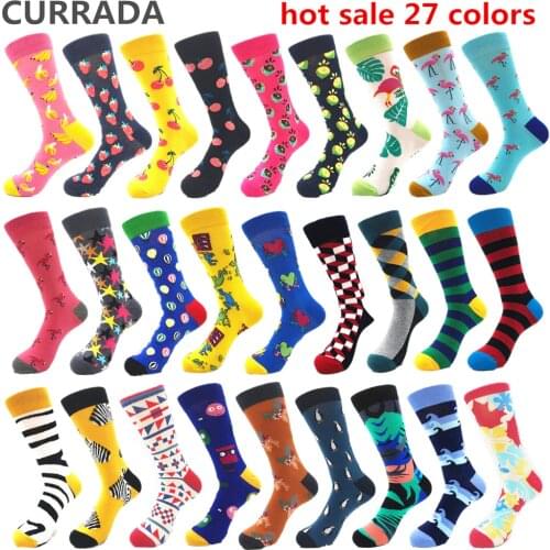 Brand Quality Mens Happy Socks Combed Cotton Hot Sale 27colors Funny Socks Autumn Winter Warm Crew Casual Mens compression socks