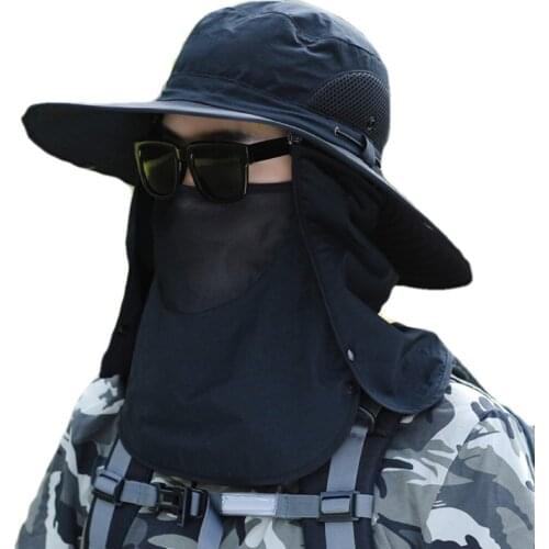 2021 New Men Fishing Hat Outdoor Fishing Cap Uv Protection Adjustable Breathable Sunshade Solid Casual Thermal Fishing Hat