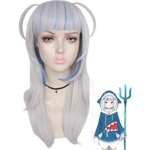 Hololive ENG Gawr Gura Shark Cosplay Wig Halloween Carnival Party Wigs Women Heat Resistant Synthetic Hair