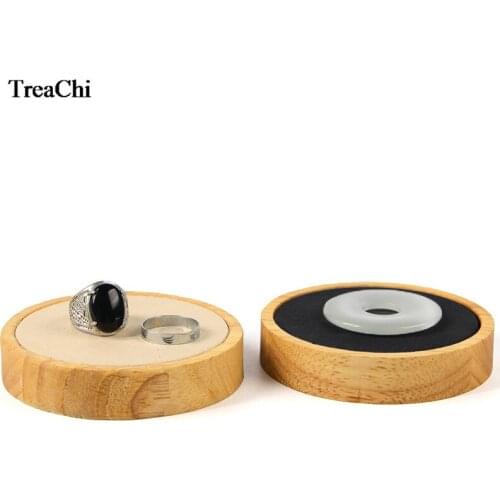 Ring Necklace Bangle Earring Holder Tray Jewelry Organizer Exhibition Showcase Round Solid Wood Jewelry Display Stand
