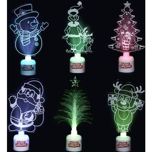 Xmas Decor Santa Claus Snowman Elk Pendant Ornament LED Light Music Crafts Christmas Tree Night Light Decor DIY Crafts New Year
