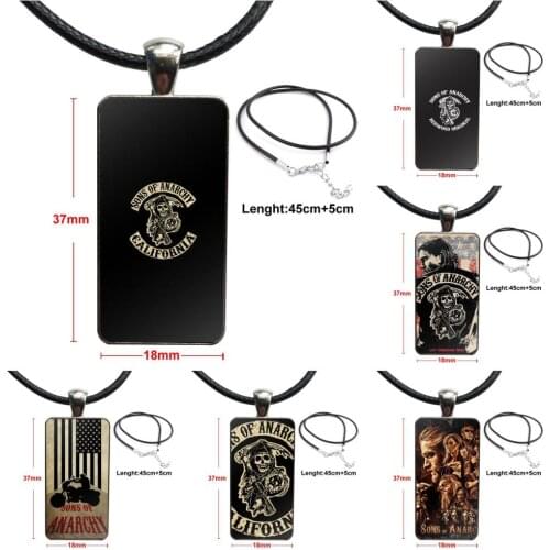Movie Tv Show Sons Of Anarchy Poster For Girls Gift Necklace Fashion Long Chain With Rectangle Necklace Jewelry