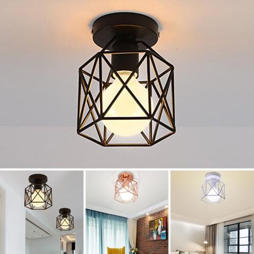 Modern Ceiling Lights Square Diamond Shade Iron Chandelier Pendant Lamp Fixture for Living Room Hallway Porch Decor Luminaire