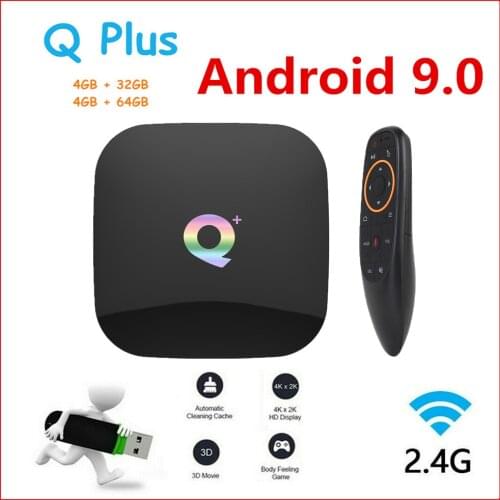Q Plus Smart TV Box Android 9.0 TV Box 4GB RAM 32GB/64GB ROM Quad Core H.265 USB3.0 2.4G WiFi Set Top Box 4K TVBOX Media Player