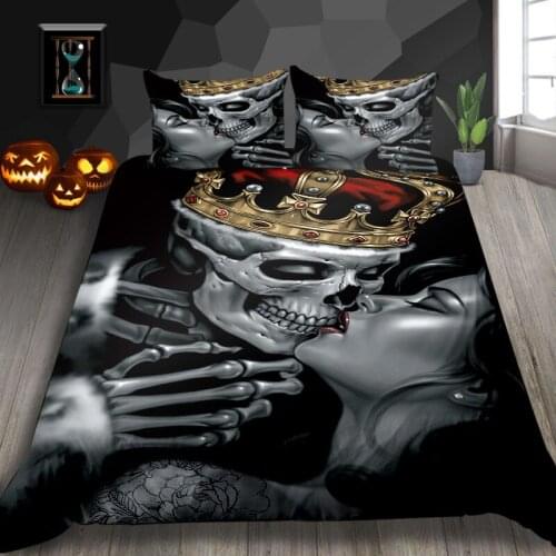 Drop shipping Boys Bedding Sets 3D Digital Printing Skull Bedding Set Duvet Cover 100% Microfiber BEST Queen King