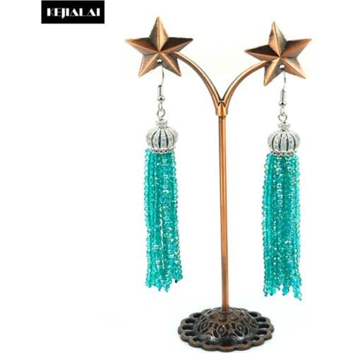 Unique Design Handmade Tassel Earrings Bohemian Style Jewelry for Women Boho Colorful Crystal Glass Beads Tassel Long Earrings