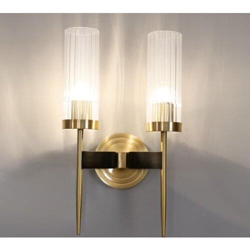 16" High Crystal Brass Wall Sconce 2 Lights Copper Light Bathroom Euro LED Reading Wall Lamp led wall light sconce wall lights