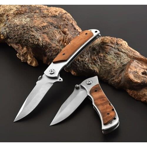 Outdoor Multi-function Mini Knife with Wooden Handle Stainless Steel Knife Hunting knives