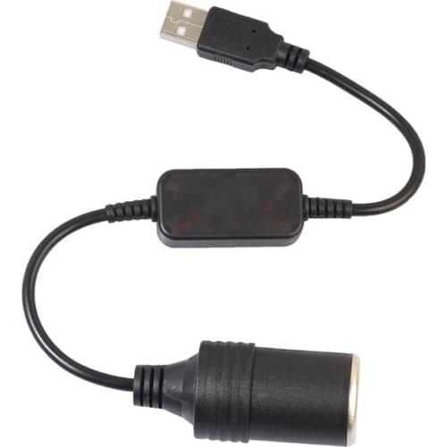 USB Male to 12V Car Cigarette Lighter Socket Female Step Up Cable Inverter Converter Car Cigarette Lighters for Driving Recorder