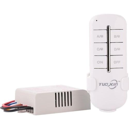 220V Switch Channel Remote Transmitter Lamp Light Wireless Receiver ON/OFF Digital Way 4 Home Wall Splitter