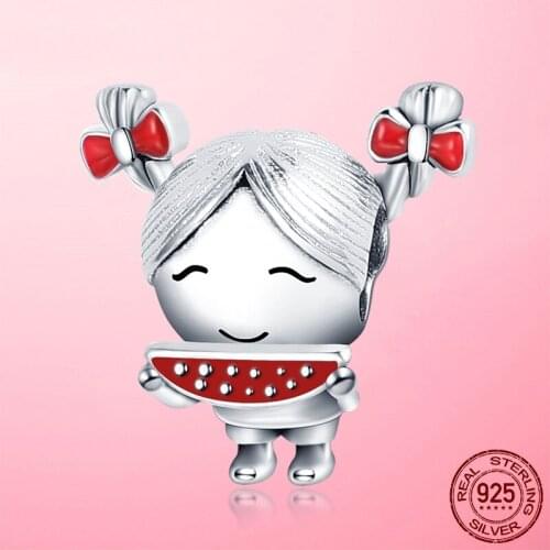 Hot Sale 925 Sterling Silver Twist Braid Little Girl Charms Beads fit Original Pandora Bracelet Bangle 925 Silver Jewelry Making