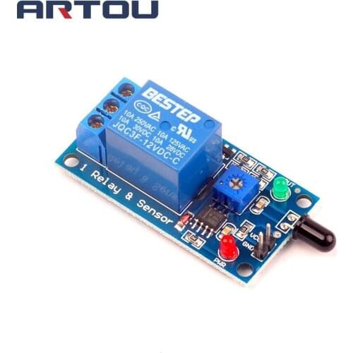 1 Channel 12V Flame Sensor Module Fire Detection Fire Alarm Sensor Relay Module