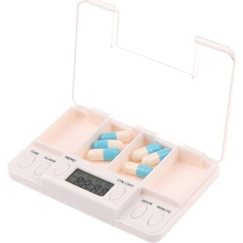 1Pcs Portable Travel 2/4 Grids Intelligent Electronic Timing Pill Case Alarm Timer Pills Reminder Storage Box