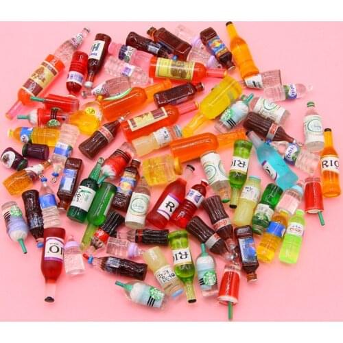 10pcs mixed Cute Dollhouse Miniature Fruit Wine Bottle Drink Pretend Play Food for blyth bjd barbies Kitchen Accessori