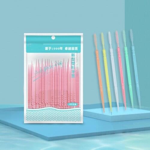 100Pcs/Bag Double Head Dental Floss Interdental Toothpick Brush Brushes Teeth Sticks Dental Oral Care Toothpicks Floss Pick