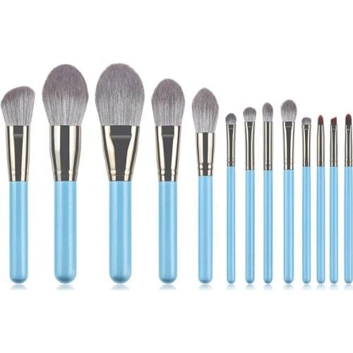 13Pcs Super Soft Blue Makeup Brushes Set Foundation Eyeshadow Contour Lash Make Up Brush Cosmetic Tool