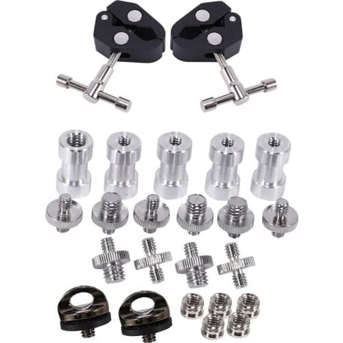 2 Pcs Super Clamp Crab Clamp with 22 Pcs Converter Threaded Screws Adapter Mount Set