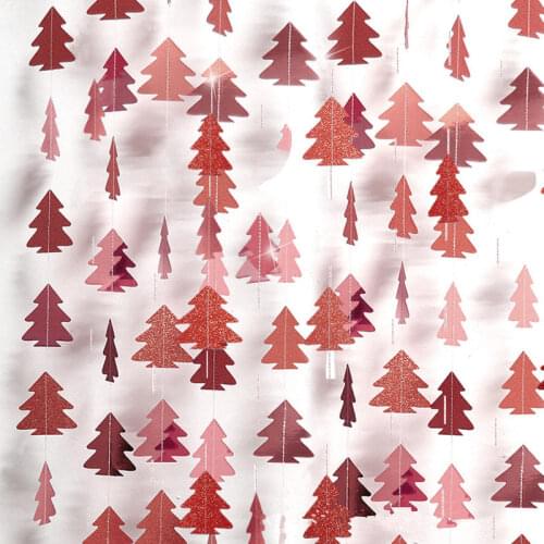 4M Xmas Tree Paper Garland Banner Flags String Christmas Decoration for Home New Year Party Hanging Ornaments Festivel Supplies