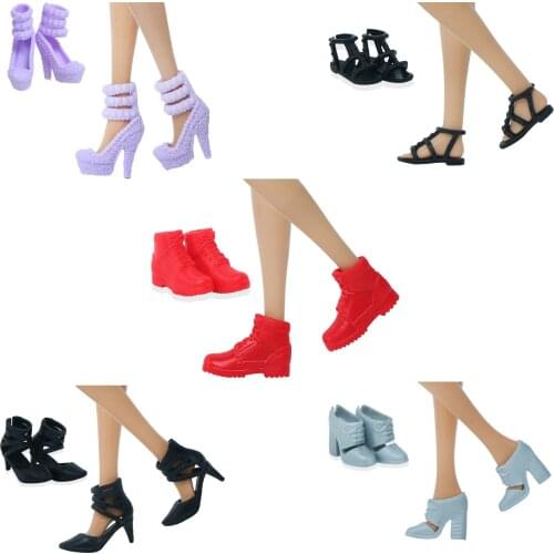 High Quality 5 Pcs Doll Shoes High Heels Boot Sandals Casual Wear Sport Shoes for Barbie Doll 12'' Accessories Kids Shoes