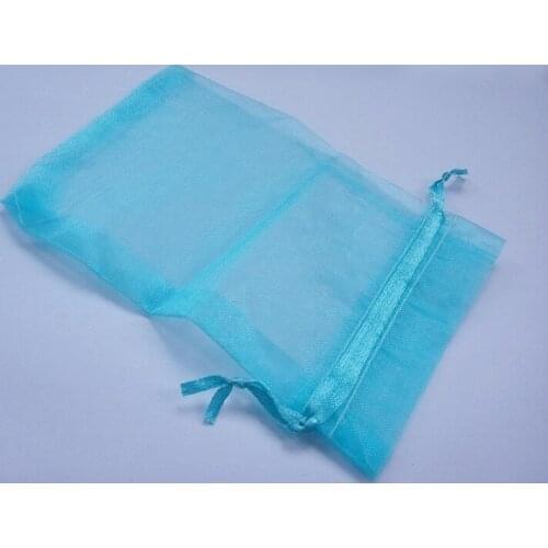 500pcs 11*16 Lake Blue gift bags for jewelry/wedding/christmas/birthday Organza Bags with handles Packaging Yarn bag