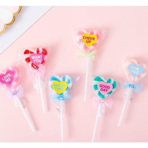 8pc Creative Crystal Heart Lollipop Rubber Erasers Kawaii Candy Colors Eraser Student Office Supplies Stationery Gift Wholesale