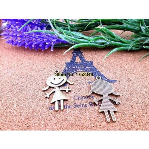9pcs 35*23mm Antique Tibetan bronze smile girl Charm pendants Jewelry Making Findings