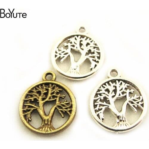BoYuTe (100 Pieces/Lot) Metal Alloy 16MM Tree of Life Pendant Charms for Jewelry Making