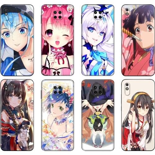 Black tpu Case For Xiaomi Redmi 7A 8 8A 9 9A 9C Case Redmi Note 8T 8 Pro T Note 9 9S 9 Pro Case kawaii girl anime