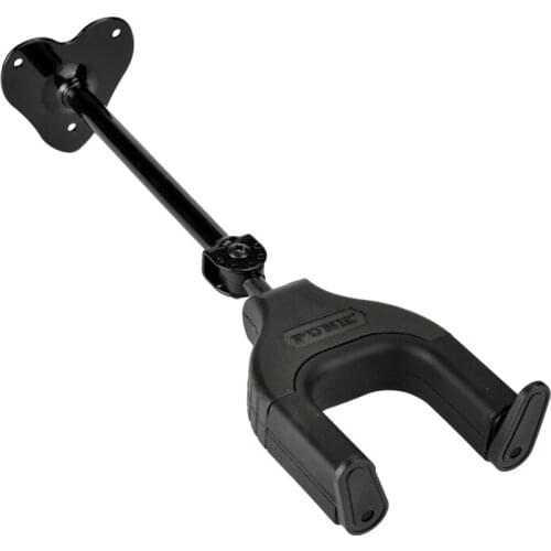 Punk Black Long Wall-mounted Auto-lock Electric Bass Guitar Hook Rack Acoustic Guitar Bracket