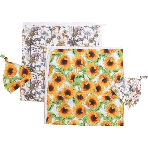 Baby Swaddle Set, Super Soft Hospital Receiving Blanket + Beanie Hat Set for Boys and Girls