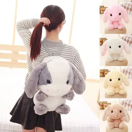 Dropshipping LOLITA Plush Rabbit Long Ear Bunny Bag Plushie Doll Plush Toys Children Backpack for Girls Kids