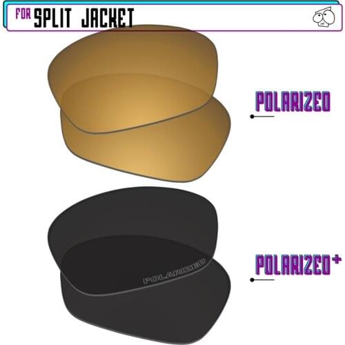 EZReplace Polarized Replacement Lenses for - Oakley Split Jacket Sunglasses - BlackPPlus-GunmetalP
