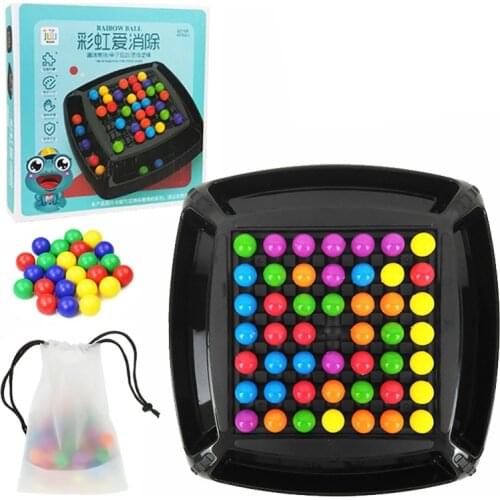 Rainbow Bead Game for Kids Puzzle Magic Chess Board Game Rainbow Ball Matching Game Adult Family Toy Set