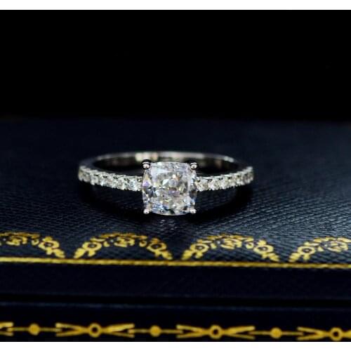 Fine Cushion cut 6mm Diamond Ring 100% Original 925 sterling silver Engagement Wedding band Rings for Women Bridal Jewelry Gift