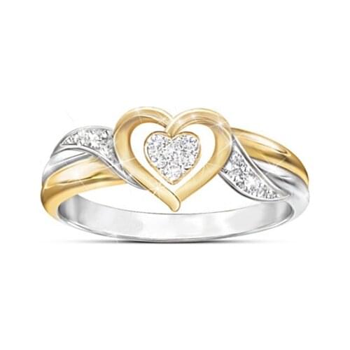 Cute Female Small Heart Ring Fashion Bridal Finger Ring Wedding Mom Love Jewelry Gold Promise Engagement Rings for Women