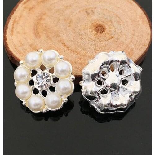 2016New 100Pcs Round Rhinestones Pearl Flatback Button for Children Headband Kids DIY Hair Accessories HZ75