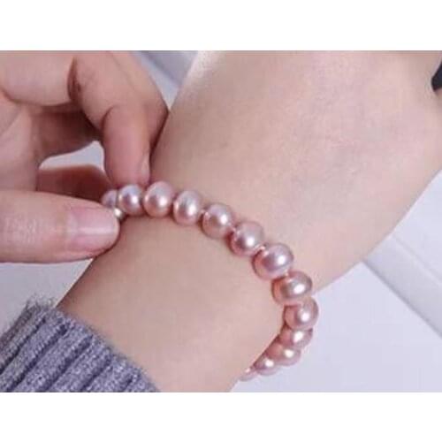 9-10mm south sea round purple pearl bracelet