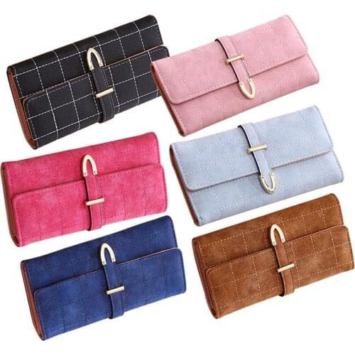 Hot Selling 2017 Women Vintage Long PU Leather Trifold Purse Coin Wallet Handbag Money Bag