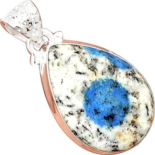 Lovegem Genuine K2 Blue PENDANT 925 Sterling Silver, 36.5 mm, AP3576
